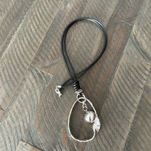 Silver Pendant Leather Necklace